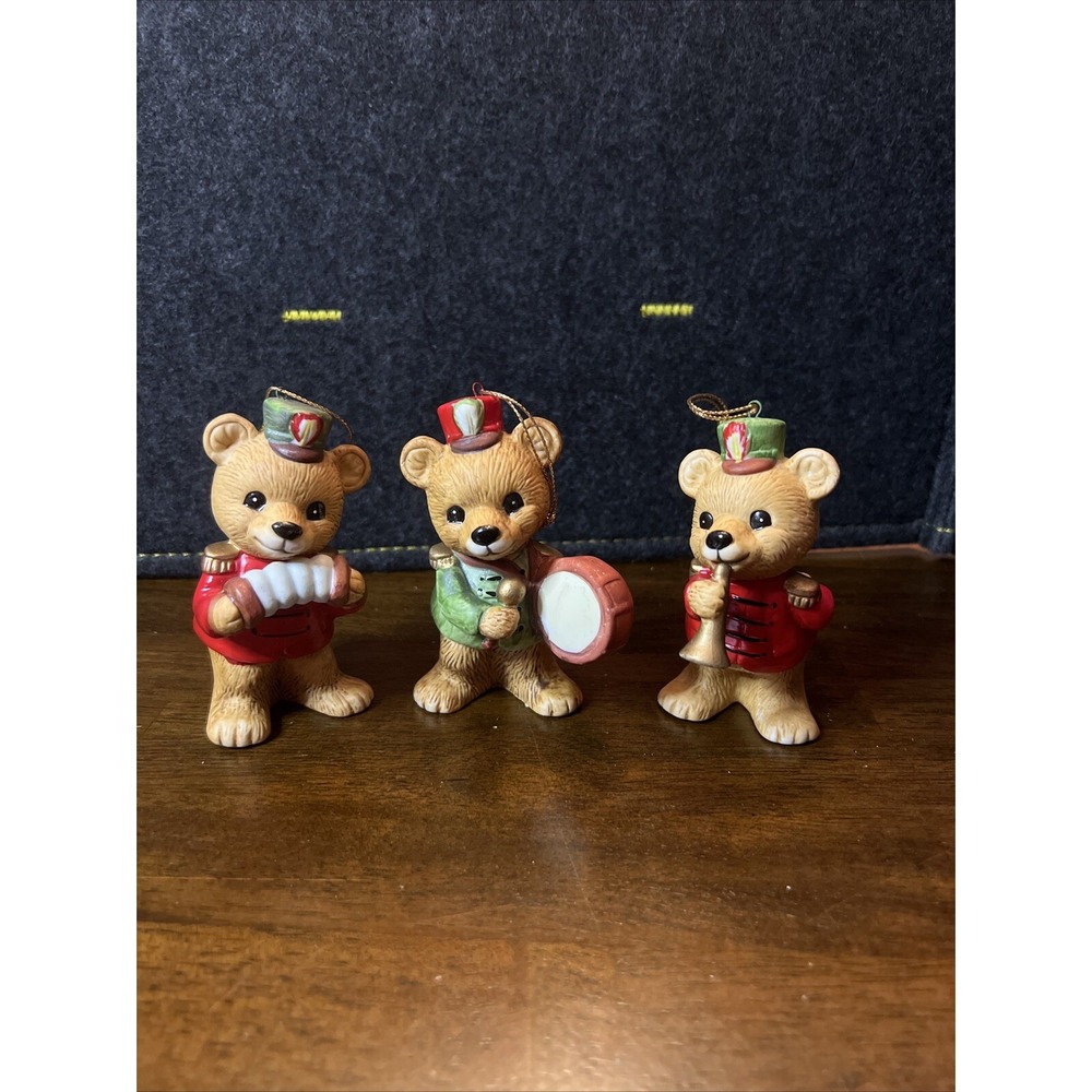 Homco Musical Bears‎ Christmas Ornaments #5553 Christmas Set of 3
